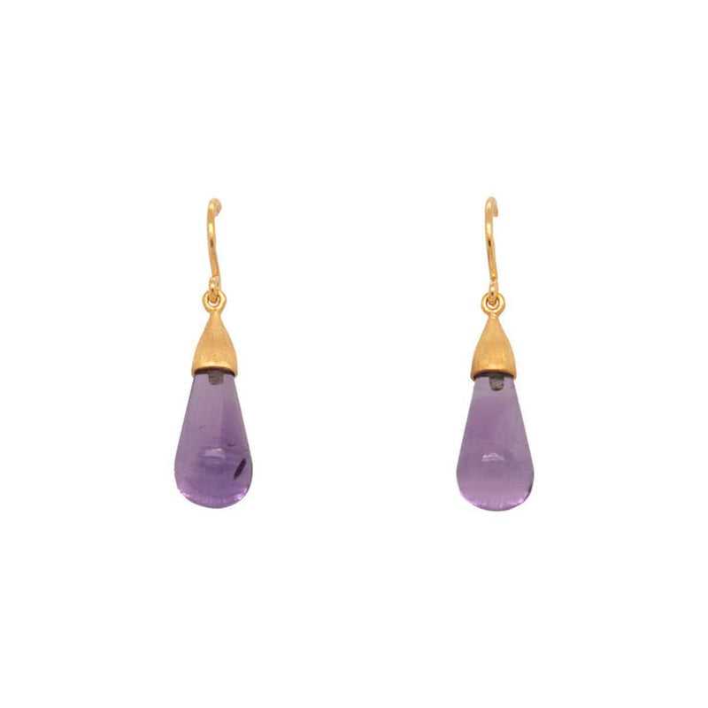 Cabochon Amethyst Drop Earrings 24K Gold Vermeil-Joyla-Renee Taylor Gallery