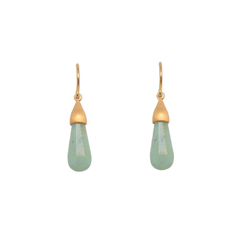 Drop Cabochon Chrysoprase 24K Gold Vermeil Earrings-Joyla-Renee Taylor Gallery