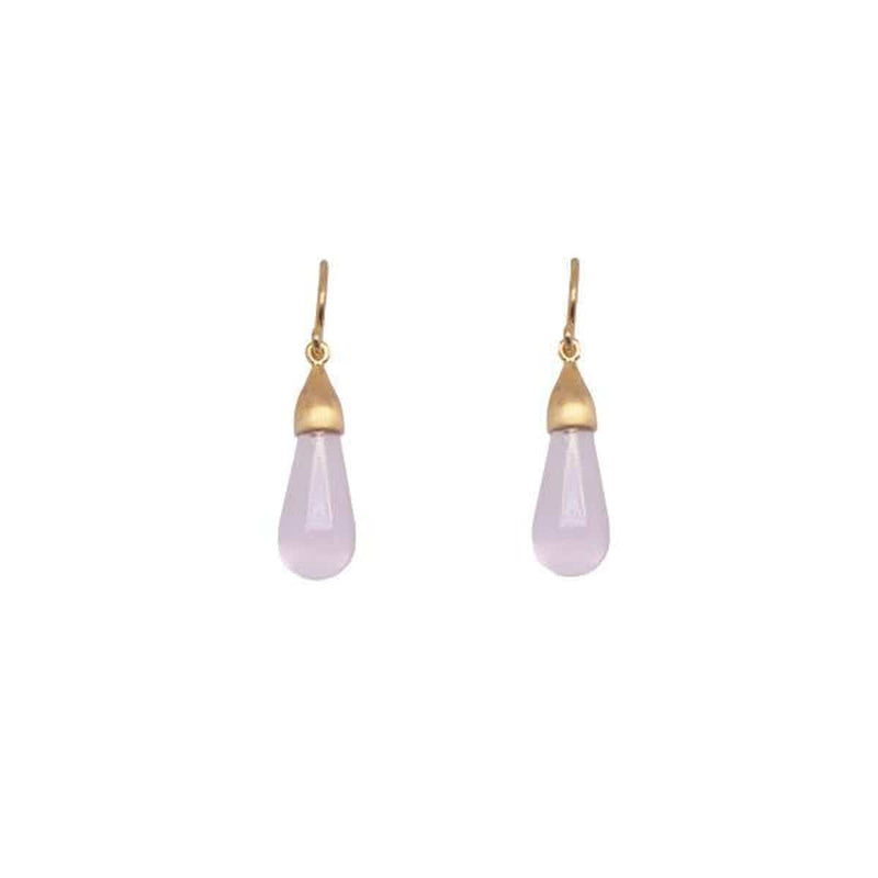 Drop Cabochon Rose Quartz Earrings-Joyla-Renee Taylor Gallery