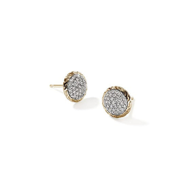 JH Essential Pavé Stud Earrings, Gold, Diamonds - EGGX987182DI-John Hardy-Renee Taylor Gallery