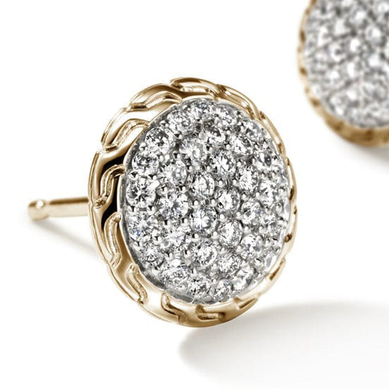 JH Essential Pavé Stud Earrings, Gold, Diamonds - EGGX987182DI-John Hardy-Renee Taylor Gallery