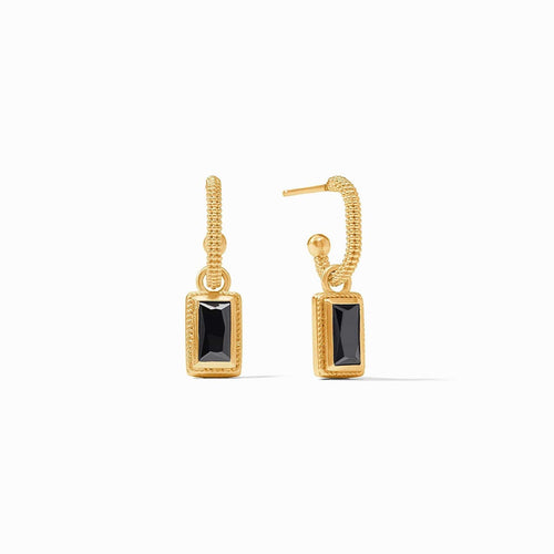 Baguette Hoop & Charm Earrings - Obsidian Black-Julie Vos-Renee Taylor Gallery