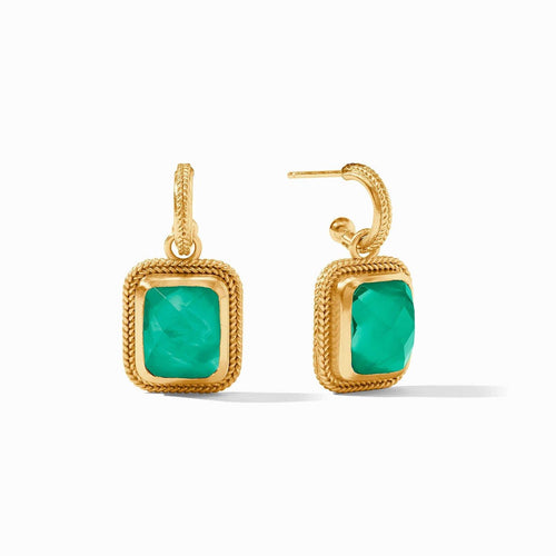 Cheval Hoop & Charm Earrings - Iridescent Emerald Green-Julie Vos-Renee Taylor Gallery