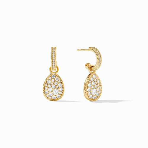 Luna Teardrop Hoop & Charm Earring - Cubic Zirconia-Julie Vos-Renee Taylor Gallery