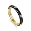 14K Yellow Gold Bezel Set Diamond Stackable Ring with Black Enamel - LR52655E8Y45JJ-Gabriel & Co.-Renee Taylor Gallery