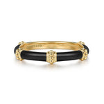 14K Yellow Gold Bujukan Stackable Ring with Black Enamel - LR52650E8Y4JJJ-Gabriel & Co.-Renee Taylor Gallery