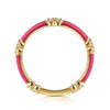 14K Yellow Gold Diamond Stackable Ring with Pink Enamel - LR52659EFY45JJ-Gabriel & Co.-Renee Taylor Gallery