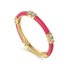 14K Yellow Gold Diamond Stackable Ring with Pink Enamel - LR52659EFY45JJ-Gabriel & Co.-Renee Taylor Gallery