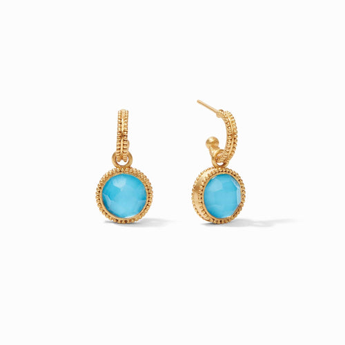 Fleur-de-Lis Hoop & Charm Reversible Earrings - Iridescent Pacific Blue-Julie Vos-Renee Taylor Gallery