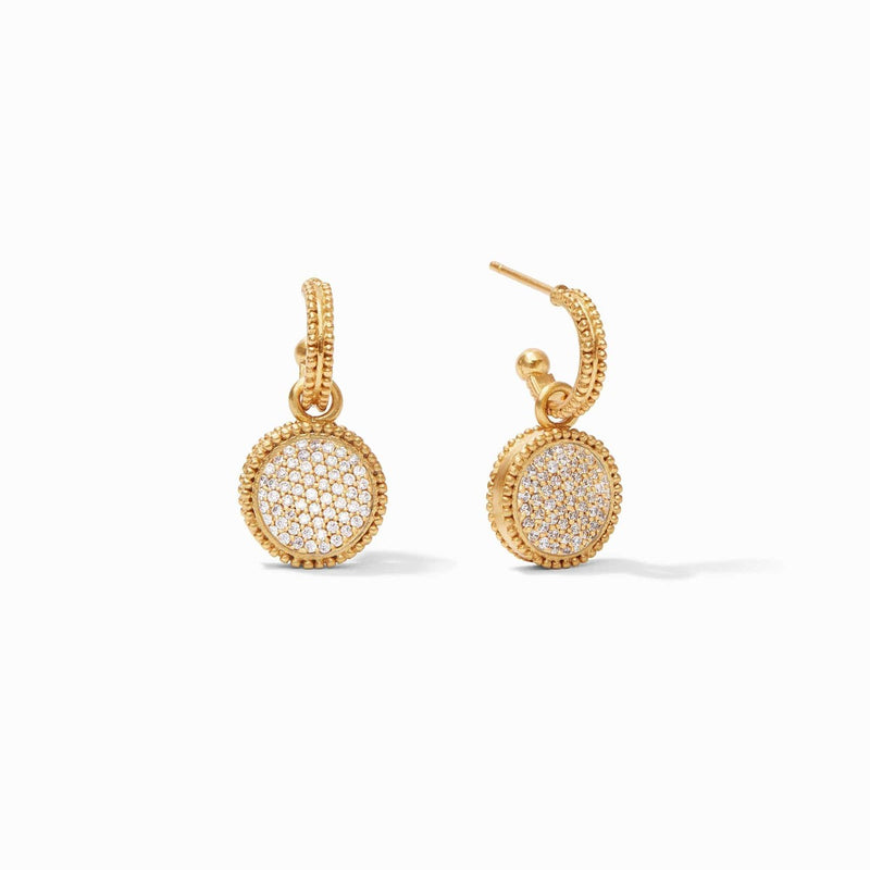 Fleur-de-Lis Hoop & Charm Earrings - Pavé Cubic Zirconia-Julie Vos-Renee Taylor Gallery