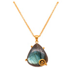 Gratitude 4 Prong Labradorite 24K Gold Vermeil Pendant-Joyla-Renee Taylor Gallery