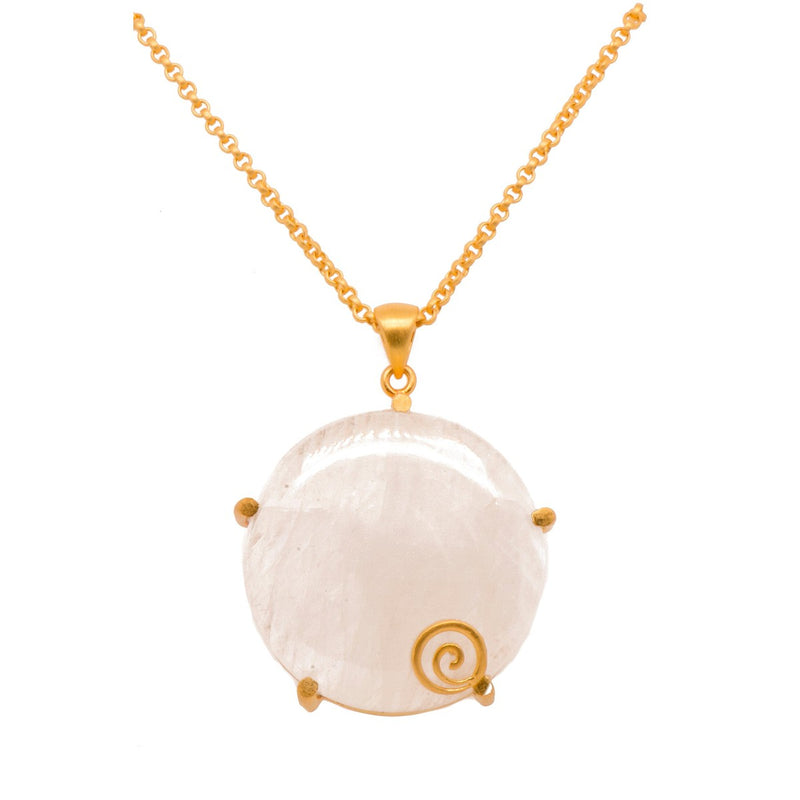 Gratitude 4 Prong Rainbow Moonstone 24K Gold Vermeil Pendant-Joyla-Renee Taylor Gallery