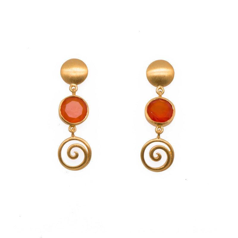 Gratitude Moon 8mm Carnelian 24K Gold Vermeil Earrings-Joyla-Renee Taylor Gallery