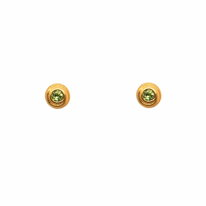 Gratitude Swirl Post Peridot 24K Gold Vermeil Earrings-Joyla-Renee Taylor Gallery