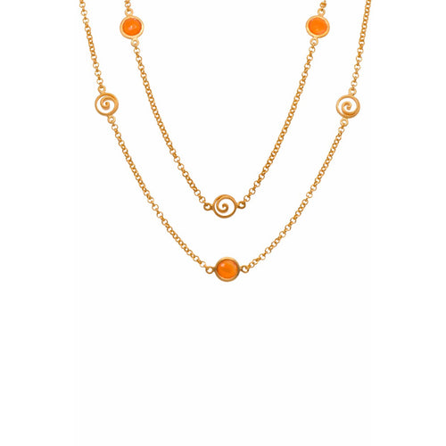 Gratitude 36" Carnelian 24K Gold Vermeil Necklace-Joyla-Renee Taylor Gallery