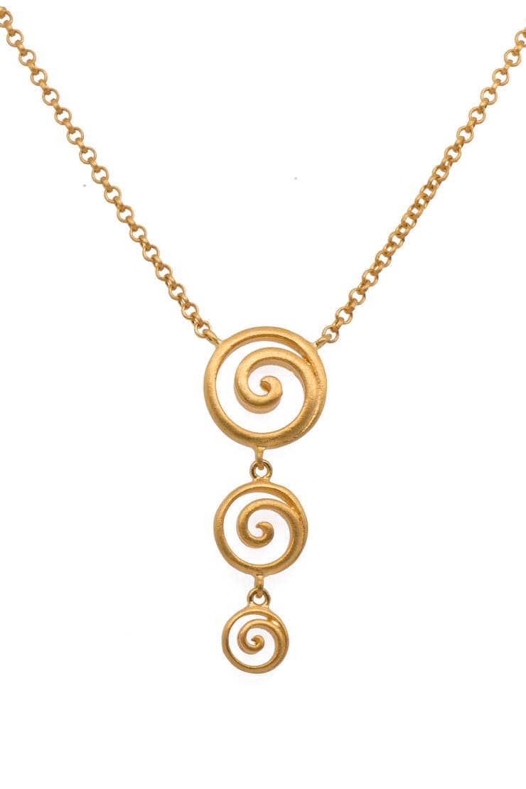 Gratitude Triple Swirl Necklace 24K Gold Vermeil 16/18"-Joyla-Renee Taylor Gallery