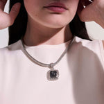 Women's Classic Chain Silver Lava Medium Square Enhancer- HBS92371BLS-John Hardy-Renee Taylor Gallery