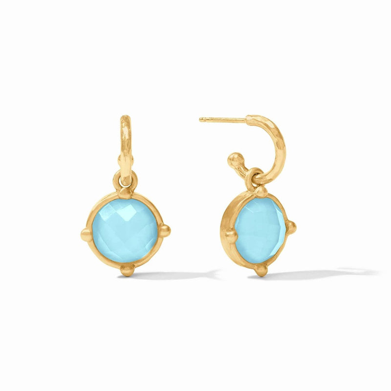 Honeybee Hoop & Charm Earrings - Iridescent Capri Blue-Julie Vos-Renee Taylor Gallery