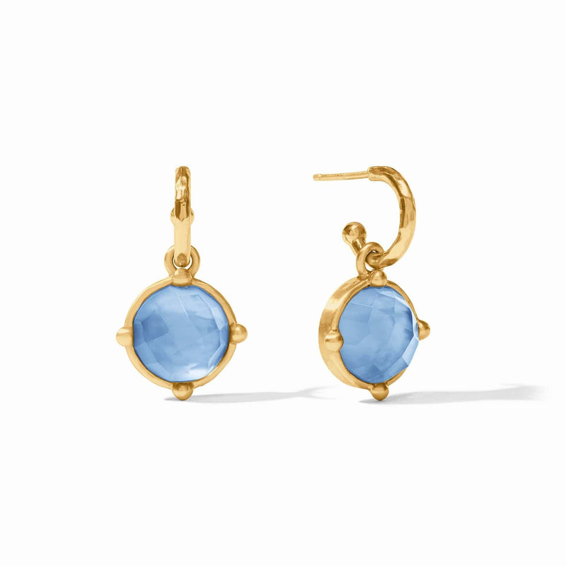 Honeybee Hoop & Charm Earrings - Iridescent Chalcedony Blue-Julie Vos-Renee Taylor Gallery