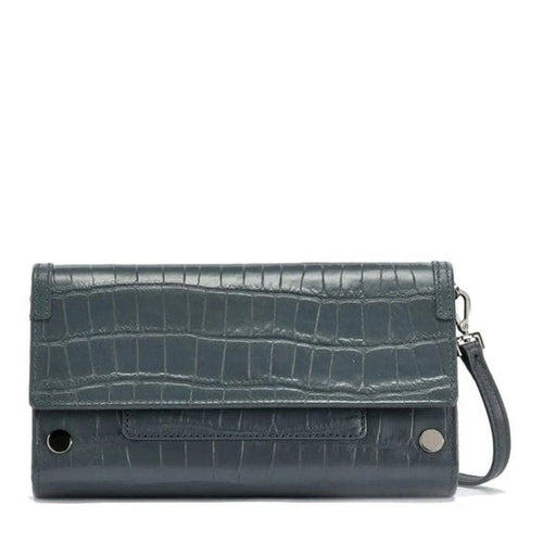 AJ CROSSBODY CLUTCH - Rivers Crocco/Gunmetal-Hammitt-Renee Taylor Gallery