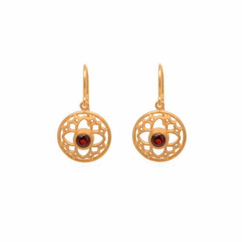 Joyful Circle Garnet Wire 24K Gold Vermeil Earrings-Joyla-Renee Taylor Gallery