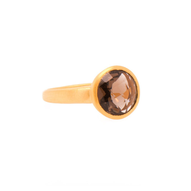 Joy Basic Smokey Quartz 24K Gold Vermeil Ring-Joyla-Renee Taylor Gallery