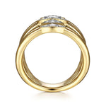 14K Yellow Gold Geometric Station Diamond Pavé Statement Ring - LR52029Y45JJ-Gabriel & Co.-Renee Taylor Gallery