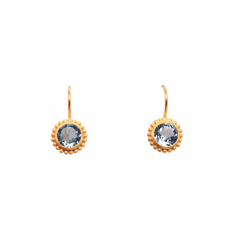 Karma Wire Blue Topaz 24k Gold Vermeil Earrings-Joyla-Renee Taylor Gallery