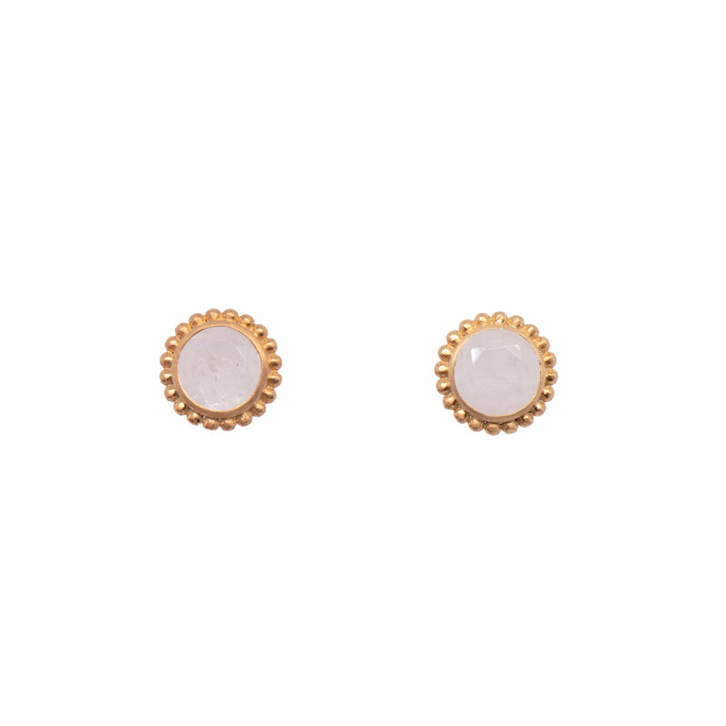 Karma Post Rainbow Moonstone 24K Gold Vermeil Earrings-Joyla-Renee Taylor Gallery