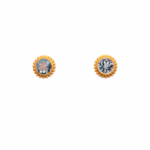 Karma Sky Blue Topaz Post Earrings 24K Gold Vermeil-Joyla-Renee Taylor Gallery