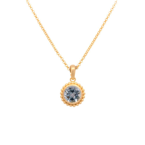 Karma Mini Sky Blue Topaz Pendant Necklace 24K Gold Vermeil-Joyla-Renee Taylor Gallery