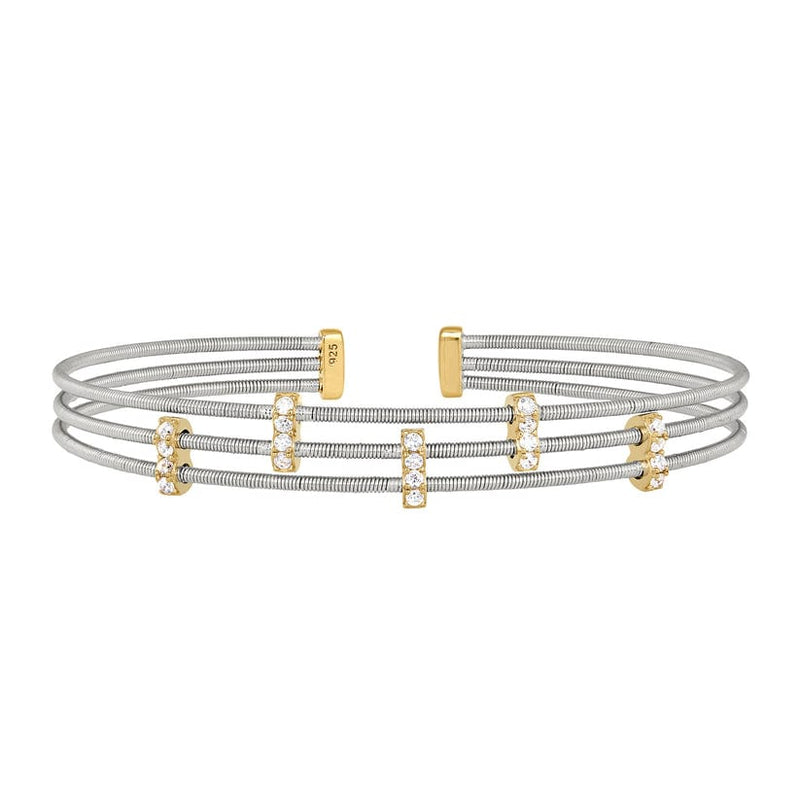 Three Cable Cuff Bracelet with Five Vertical Bars - LL7053B-RH-G-Kelly Waters-Renee Taylor Gallery