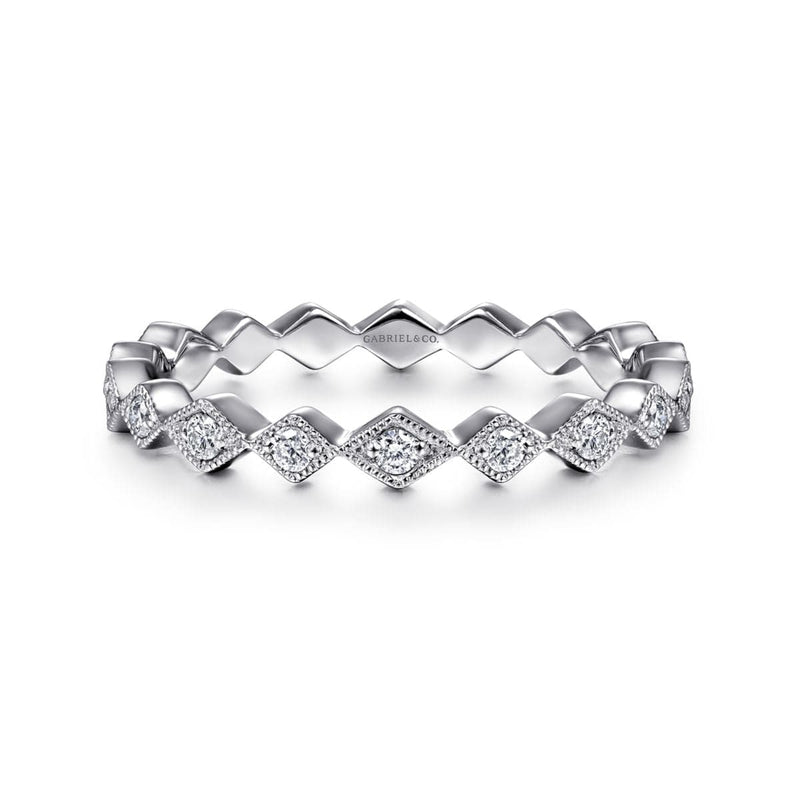 14K White Gold Geometric Diamond Stackable Ring - LR4379W45JJ-Gabriel & Co.-Renee Taylor Gallery