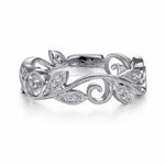 14K White Gold Scrolling Floral Diamond Ring - LR4593W45JJ-Gabriel & Co.-Renee Taylor Gallery