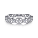 14K White Gold Intricate Cutout Stackable Diamond Ring - LR4648W45JJ-Gabriel & Co.-Renee Taylor Gallery