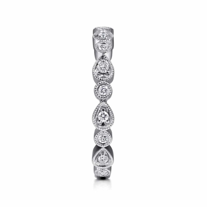 14K White Gold Pear and Round Station Stackable Diamond Ring - LR4748W45JJ-Gabriel & Co.-Renee Taylor Gallery