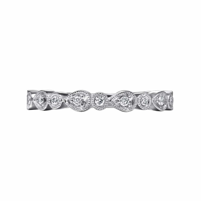 14K White Gold Pear and Round Station Stackable Diamond Ring - LR4748W45JJ-Gabriel & Co.-Renee Taylor Gallery