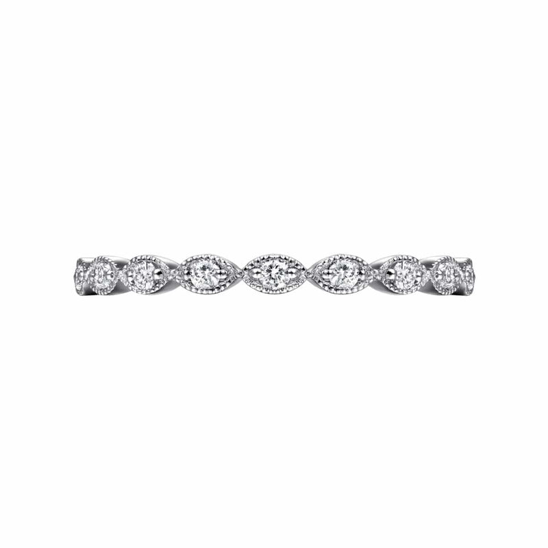 14K White Gold Marquise Station Diamond Stackable Ring - LR4794W45JJ-Gabriel & Co.-Renee Taylor Gallery