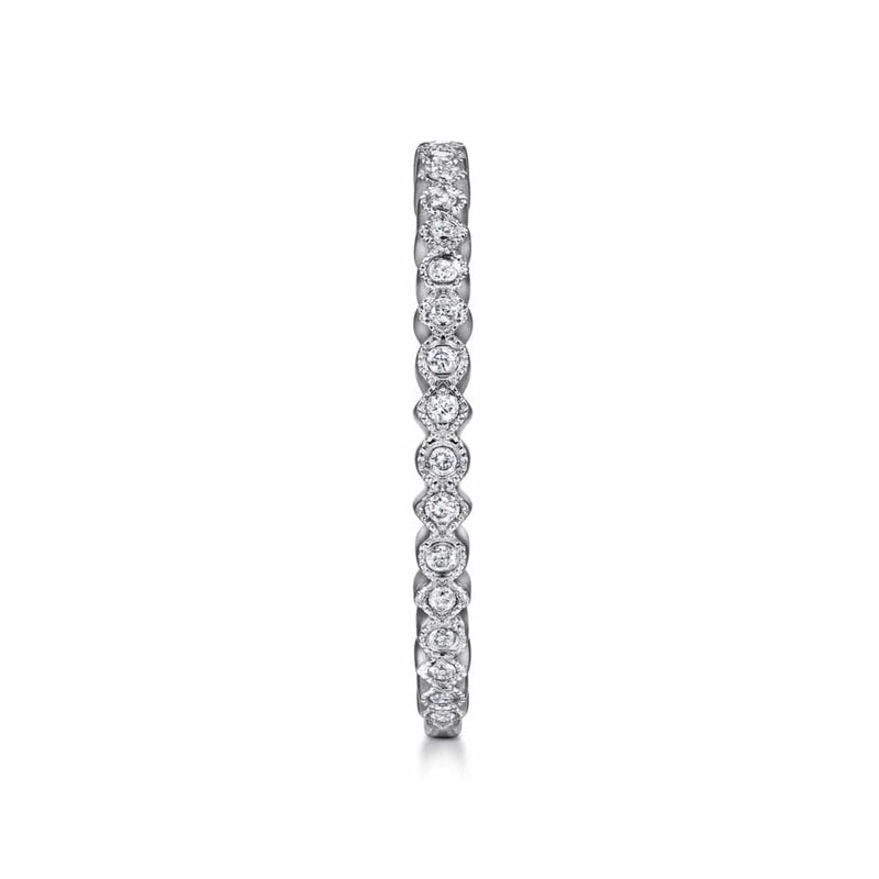 14K White Gold Scalloped Stackable Diamond Band - LR4801W45JJ-Gabriel & Co.-Renee Taylor Gallery