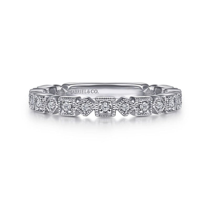 14K White Gold Geometric Diamond Stackable Ring - LR4912W45JJ-Gabriel & Co.-Renee Taylor Gallery