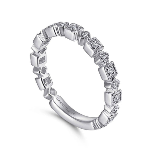 14K White Gold Geometric Diamond Stackable Ring - LR4912W45JJ-Gabriel & Co.-Renee Taylor Gallery