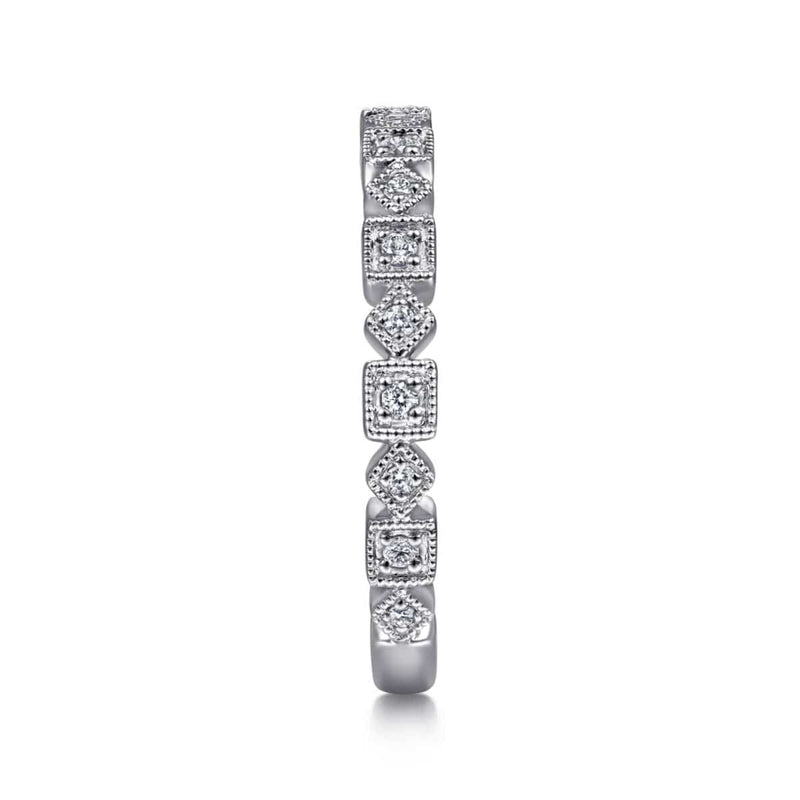 14K White Gold Geometric Diamond Stackable Ring - LR4912W45JJ-Gabriel & Co.-Renee Taylor Gallery