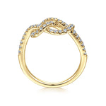 14k Yellow Gold Twisted Diamond Knot Eternity Ring - LR50151Y45JJ-Gabriel & Co.-Renee Taylor Gallery