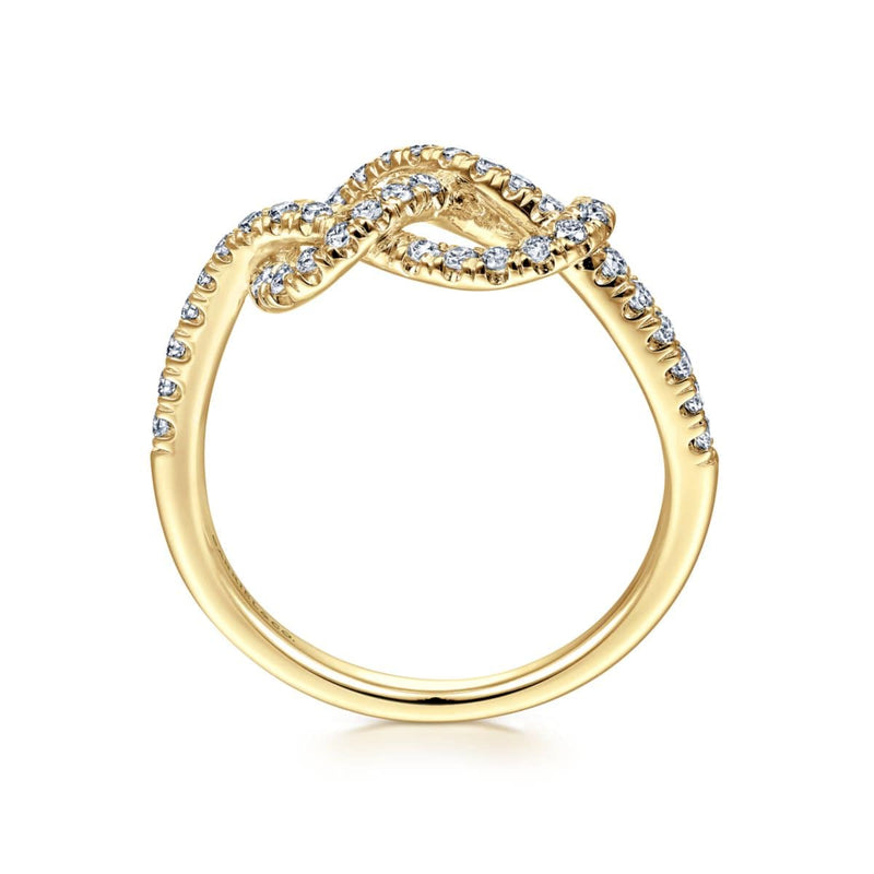 14k Yellow Gold Twisted Diamond Knot Eternity Ring - LR50151Y45JJ-Gabriel & Co.-Renee Taylor Gallery