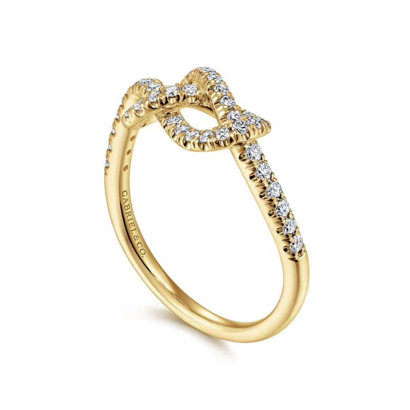 14k Yellow Gold Twisted Diamond Knot Eternity Ring - LR50151Y45JJ-Gabriel & Co.-Renee Taylor Gallery