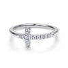 14K White Gold Sideways Diamond Cross Ring - LR50221W45JJ-Gabriel & Co.-Renee Taylor Gallery