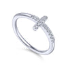 14K White Gold Sideways Diamond Cross Ring - LR50221W45JJ-Gabriel & Co.-Renee Taylor Gallery