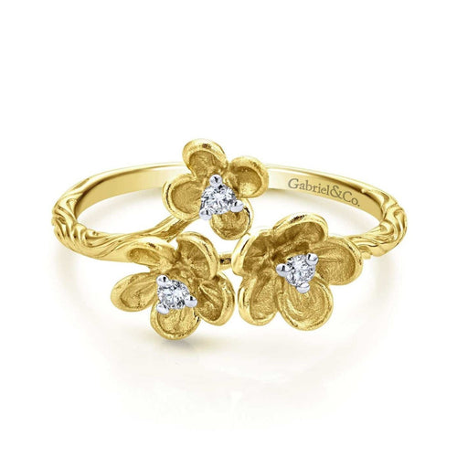 14K Yellow Gold Engraved Floral Diamond Ring - LR50556Y45JJ-Gabriel & Co.-Renee Taylor Gallery