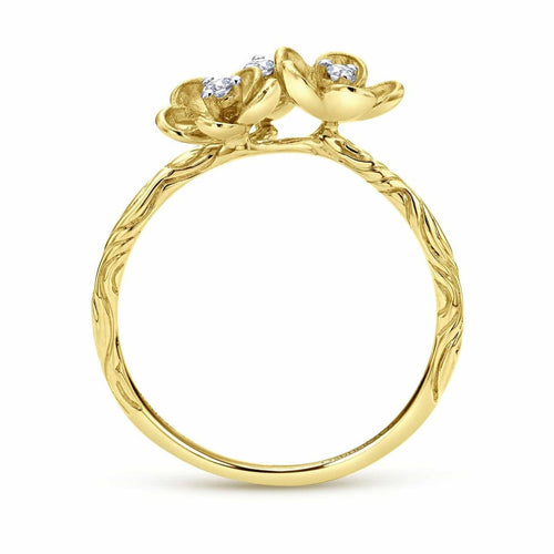 14K Yellow Gold Engraved Floral Diamond Ring - LR50556Y45JJ-Gabriel & Co.-Renee Taylor Gallery