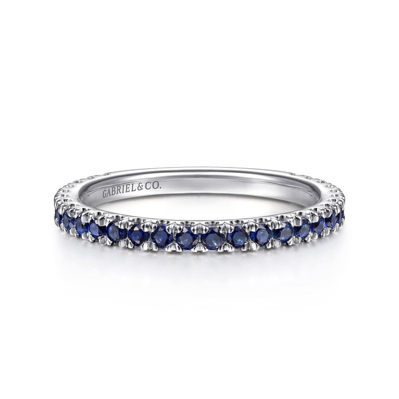 14K White Gold Sapphire Stackable Ring - LR50889W4JSA-Gabriel & Co.-Renee Taylor Gallery